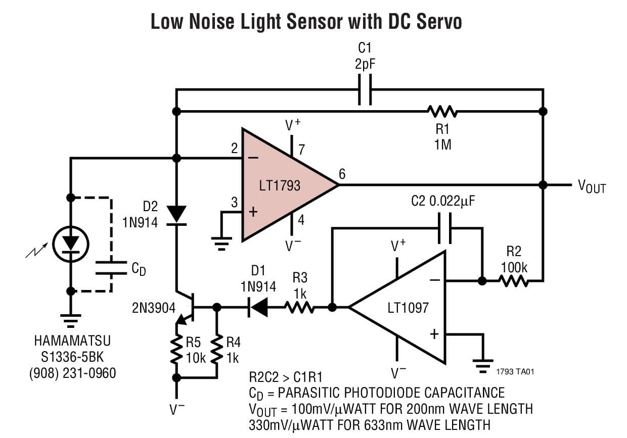 Typical Application for LT1793 - Low Noise, Pico-ampere Bias Current, JFET Input Op-Amp