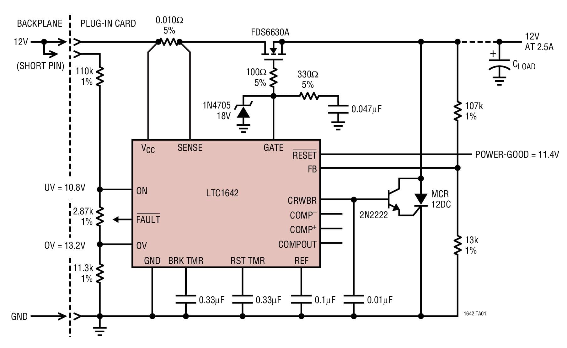 Typical Application for LTC1642 Hot-Swap Controller