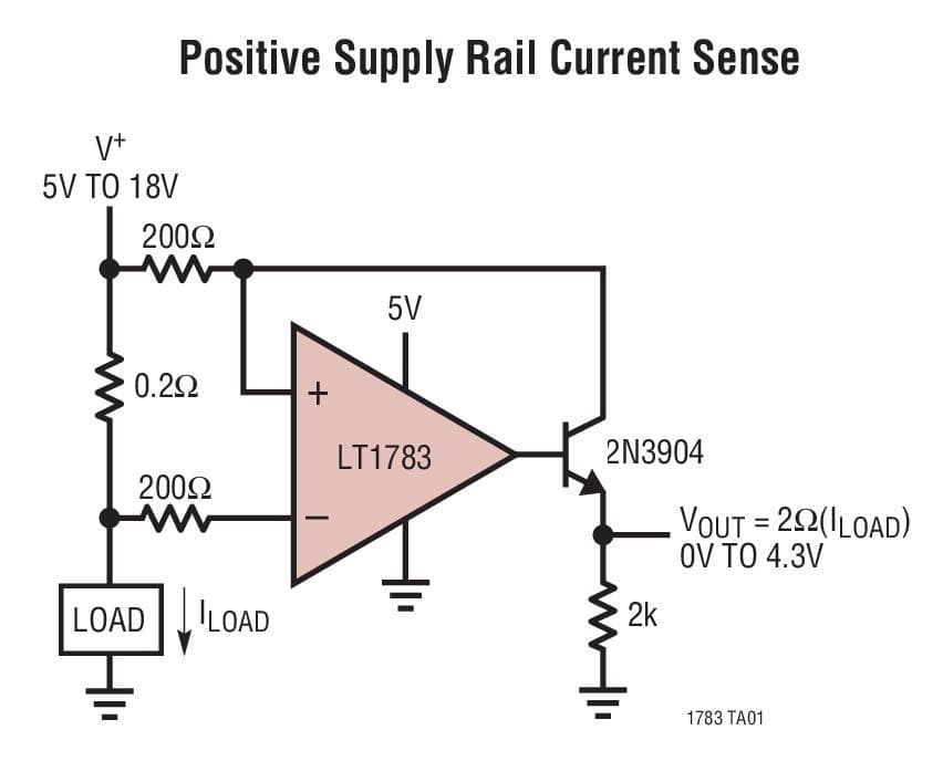 Typical Application for LT1783 - 1.25MHz, Over-the-Top Micro-power, Rail-to-Rail Input and Output Op-Amp in SOT-23