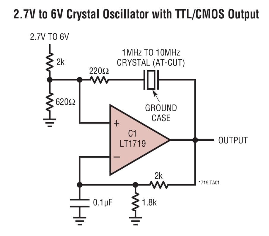 Typical Application for LT1719 - 4.5ns Single/Dual Supply 3V/5V Comparator with Rail-to-Rail Output