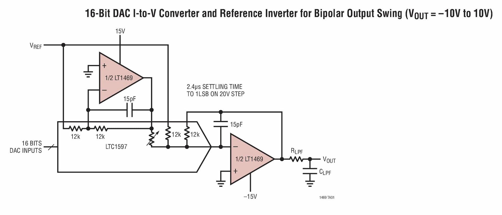 Typical Application for LT1469 - Dual 90MHz, 22V/us 16-Bit Accurate Operational Amplifier