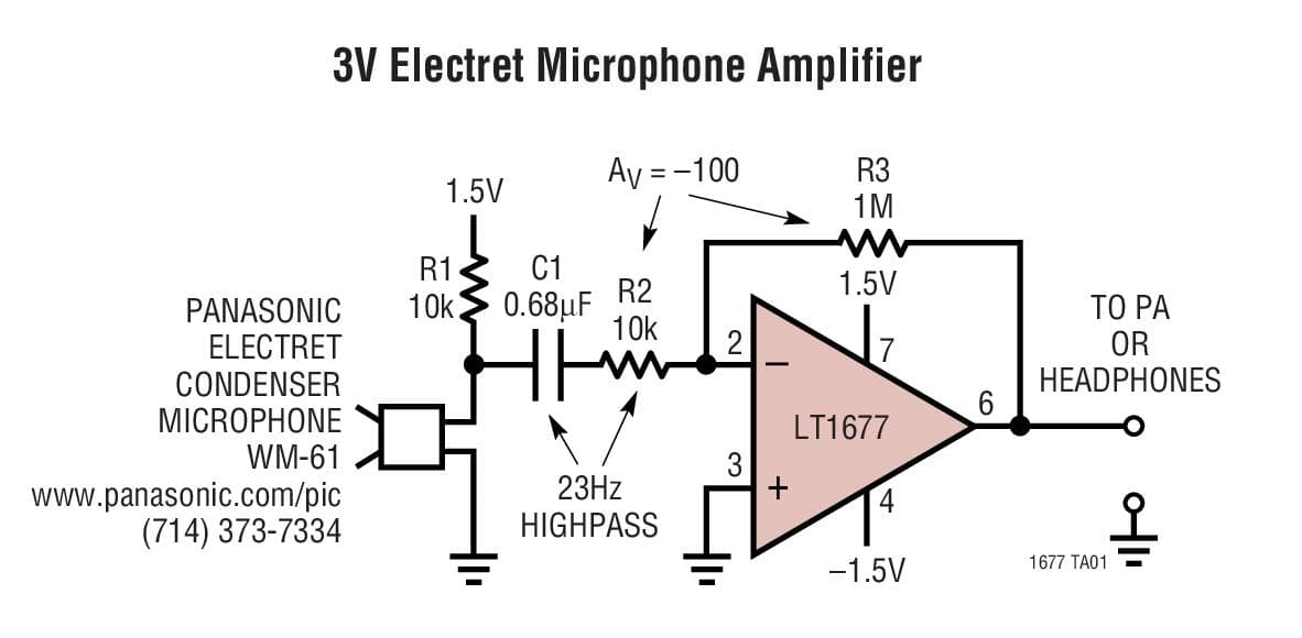 Typical Application for LT1677 - Low Noise, Rail-to-Rail Precision Op-Amp