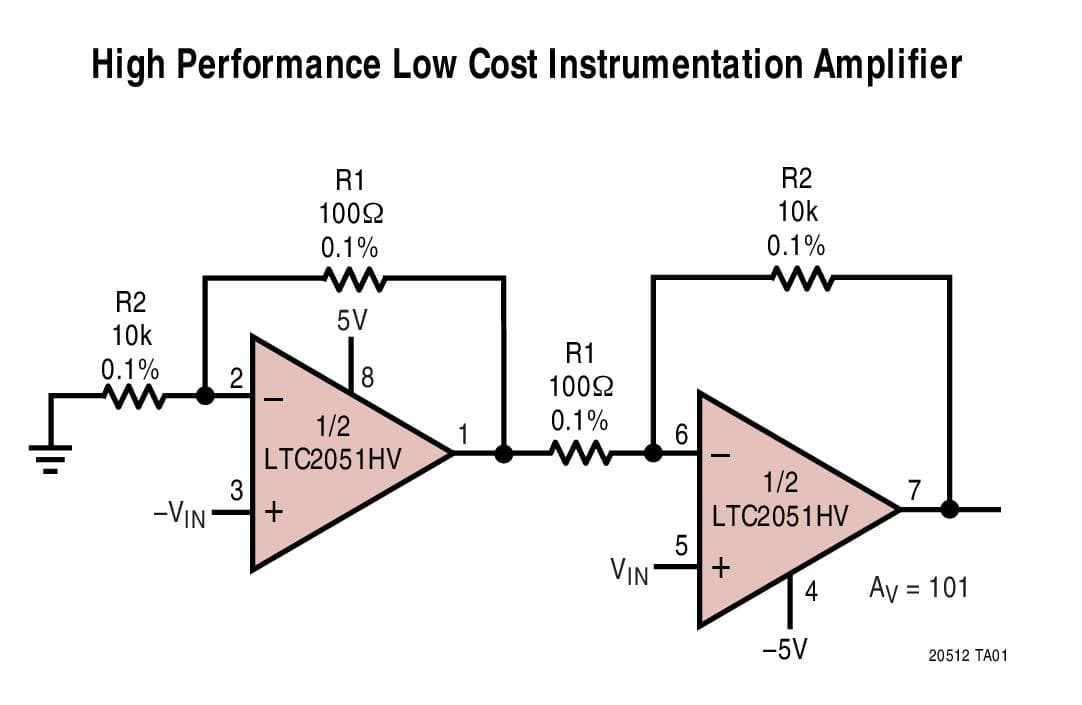 Typical Application for LTC2051 - Dual Zero-Drift Operational Amplifiers