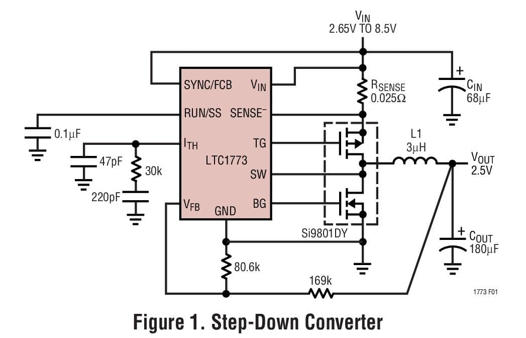 Typical Application for LTC1773 - Synchronous Step-Down DC/DC Controller