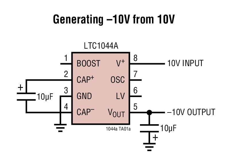 Typical Application for LTC1044A - 12V CMOS Voltage Converter