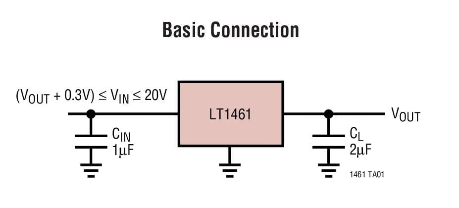 Typical Application for LT1461 - Micro-power Precision Low Dropout Series Voltage Reference Family