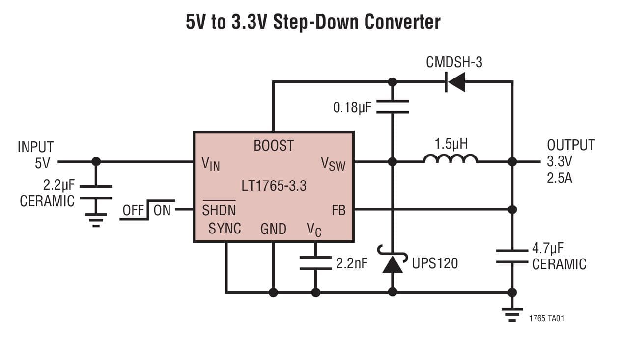 Typical Application for LT1765 - Monolithic 3A, 1.25MHz Step-Down Switching Regulators