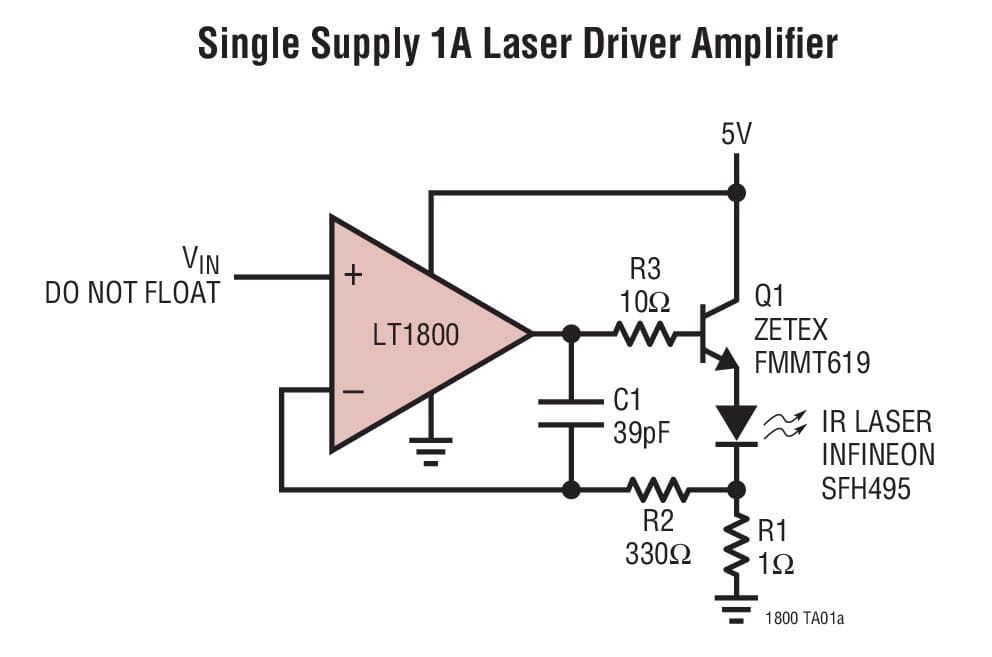 Typical Application for LT1800 - 80MHz, 25V/us Low Power Rail-to-Rail Input and Output Precision Op-Amp