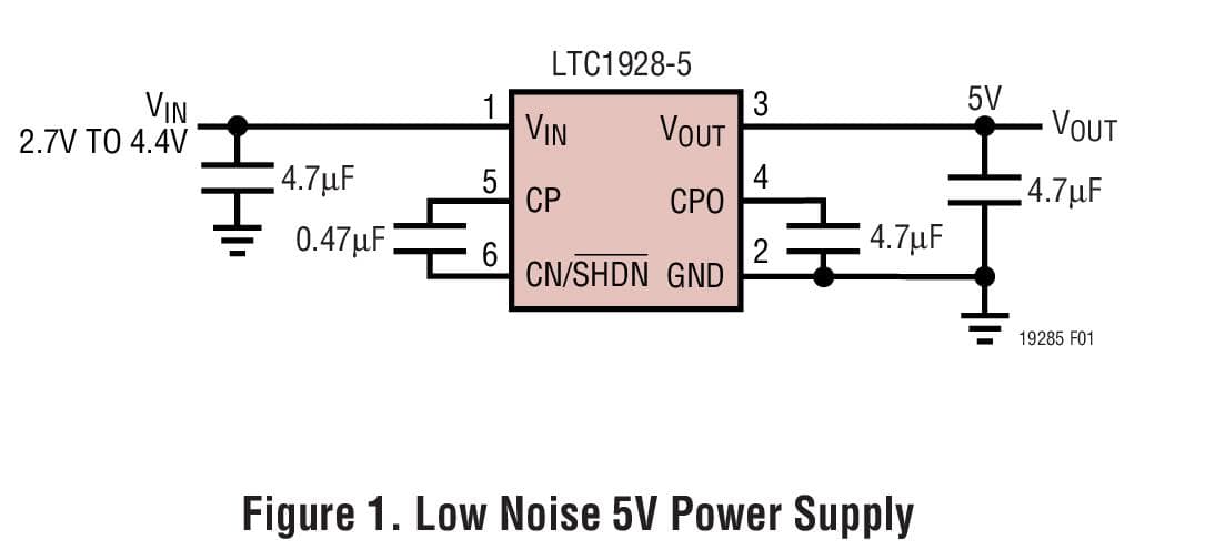 Typical Application for LTC1928-5 - Doubler Charge Pump with Low Noise Linear Regulator in SOT-23