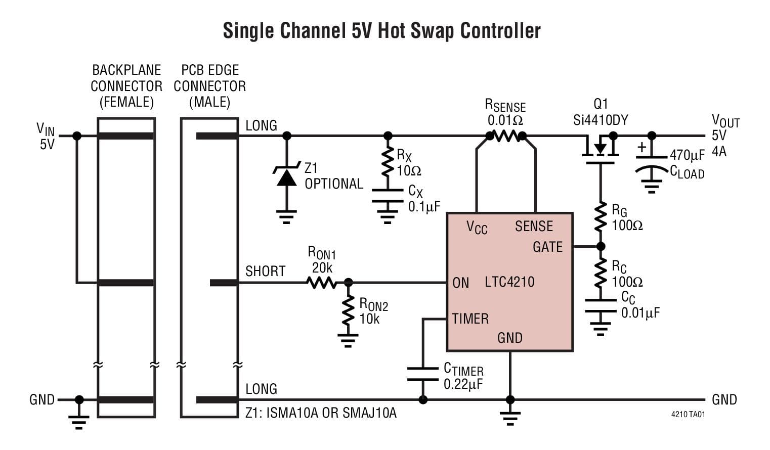 Typical Application for the LTC4210-1/LTC4210-2 Hot-Swap Controllers