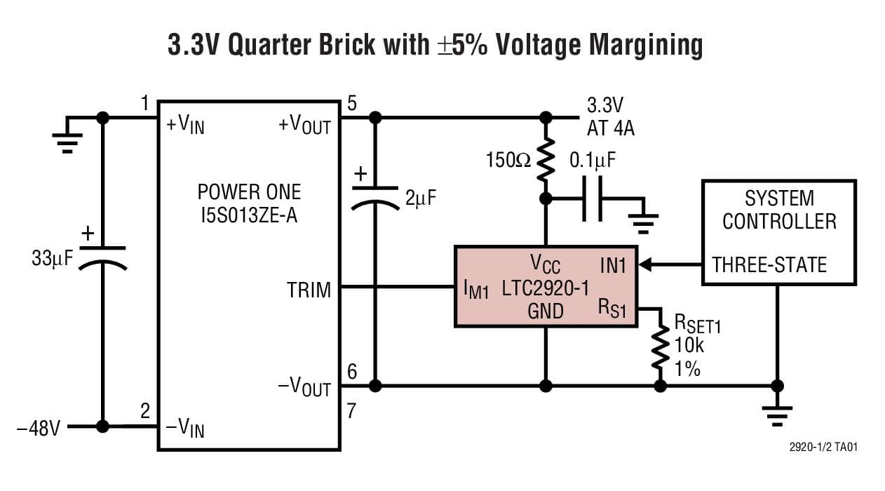 Typical Application for LTC2920 - Single/Dual Power Supply Margining Controller