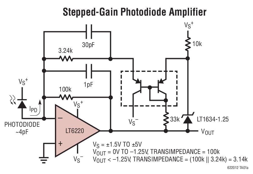 Typical Application for LT6220 - Single 60MHz, 20V/ us Low Power, Rail-to-Rail Input and Output Precision Op-Amps