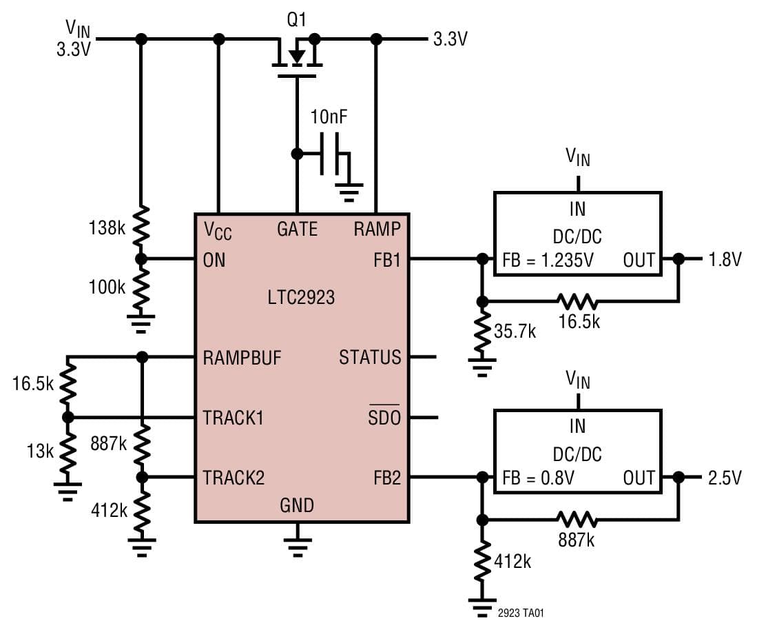 Typical Application for LTC2923 - Power Supply Tracking Controller