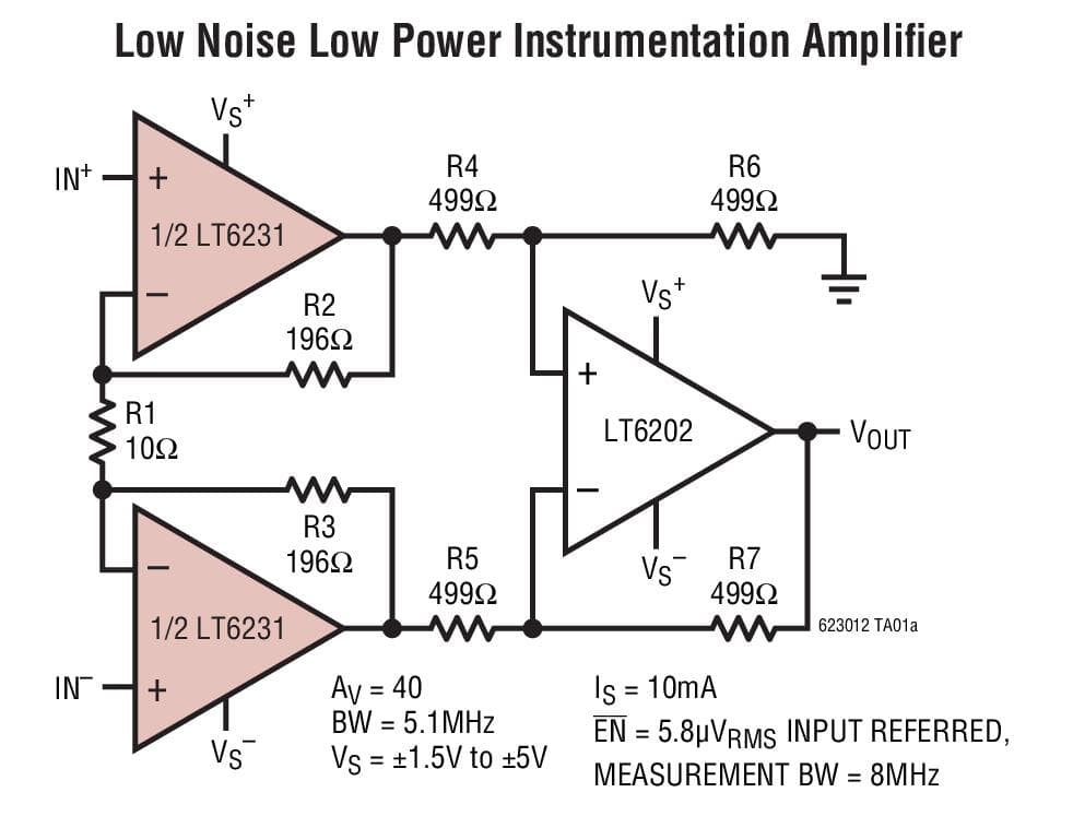 Typical Application for LT6232 - 215MHz, Rail-to-Rail Output, 1.1nV/rtHz, 3.5mA Op-Amp Family