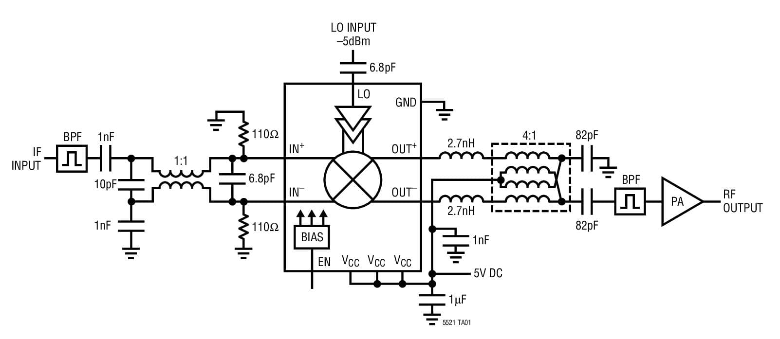 Typical Application for LT5521 Very High Linearity Active Mixer