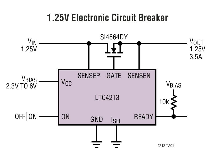 Typical Application for LTC4213 No RSENSE Electronic Circuit Breaker Hot-Swap Controller