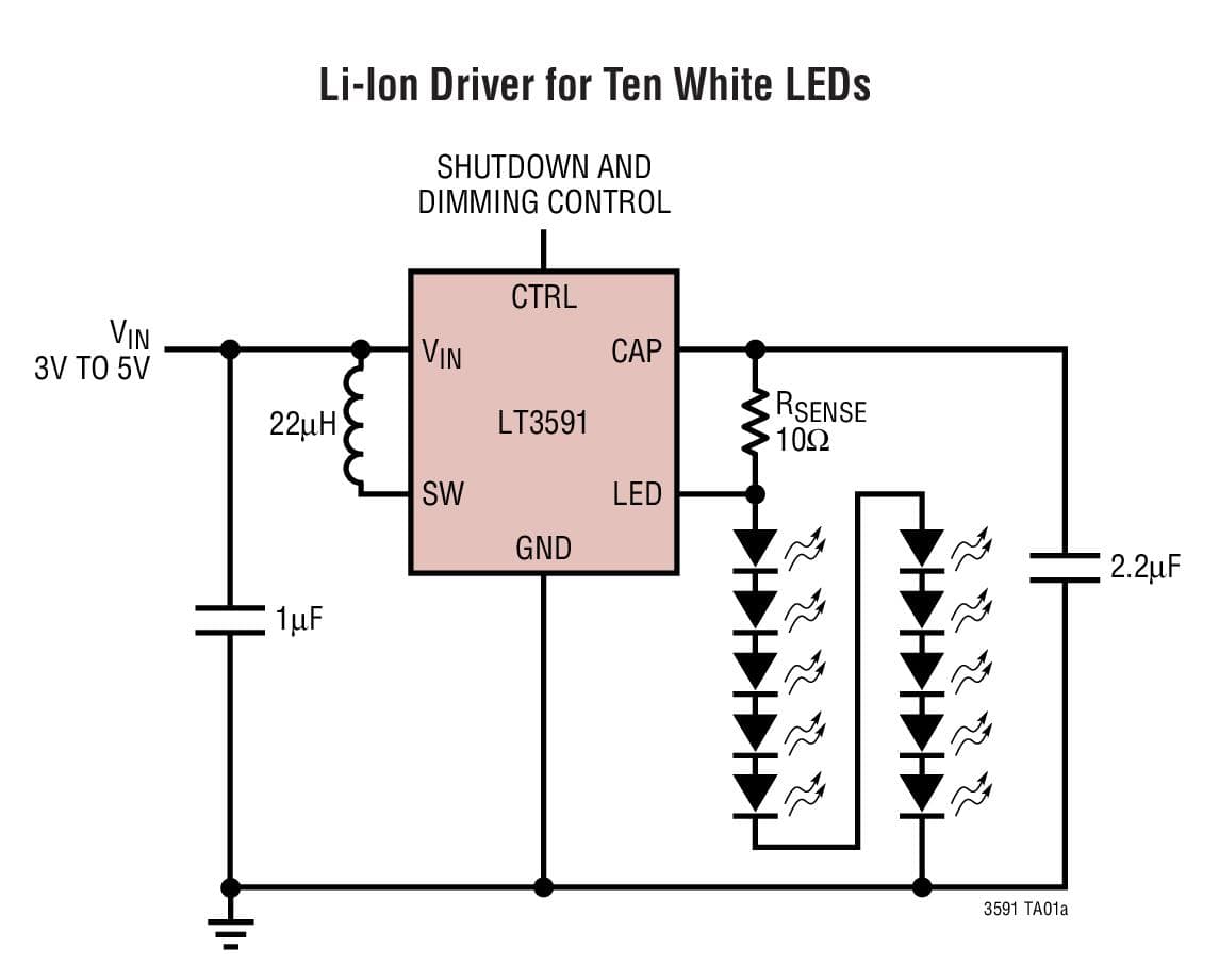 Typical Application for LT3591 White LED Driver with Integrated Schottky