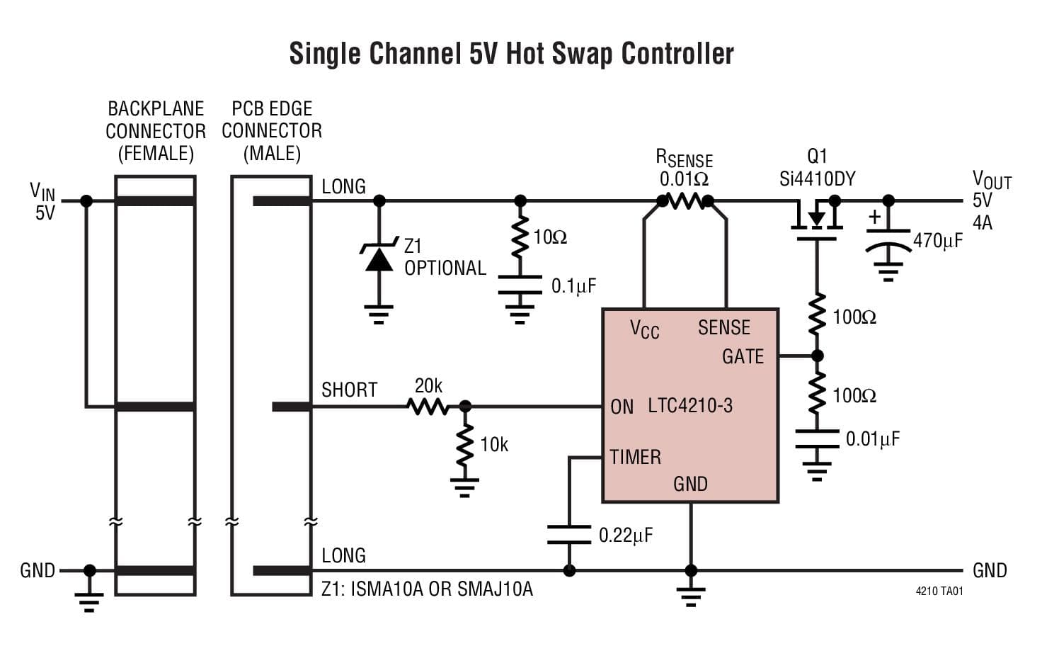 Typical Application for the LTC4210-3/LTC4210-4 Hot-Swap Controllers