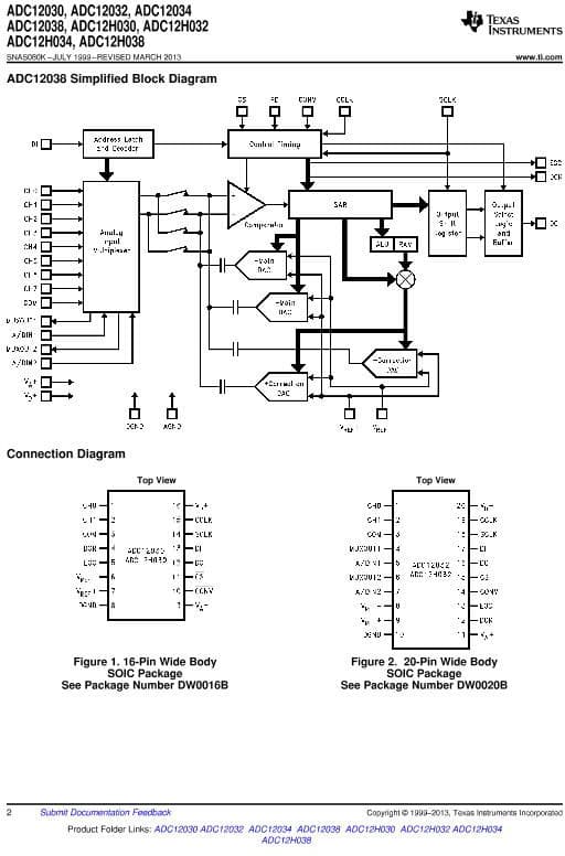 ADC12038EVAL/NOPB, SELF-CALIBRATING 12-BIT PLUS SIGN SERIAL I/O A/D CONVERTERS WITH MUX and SAMPLE/HOLD