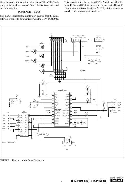 DEM-PCM3003, Basic Demonstration Board for the PCM3003E Audio Codec