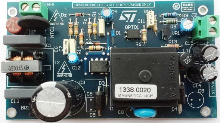 STEVAL-ISA126V1, 5 V/2 A, 115 kHz flyback with temporary extra-power management Demonstration Board based on the VIPER28HN