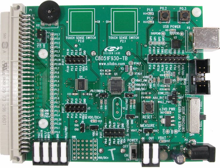 C8051F930DK, Development Kit is intended as a development platform for the C8051F930 8051MCU