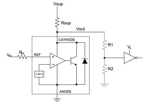 Typical Application for TLVH43xx Low-Voltage Adjustable Precision Shunt Regulator