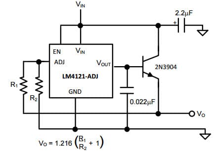 Typical Application for LM4121 100mA Quasi-LDO Regulator