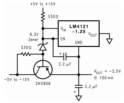 Typical Application for LM4121 Boosted Output Current with Negative Voltage Reference