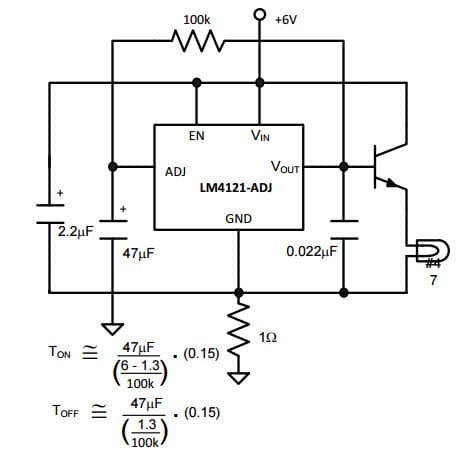 Typical Application for LM4121 Flasher Circuit