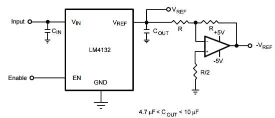 Typical Application for LM4132 Voltage Reference with Complimentary Output