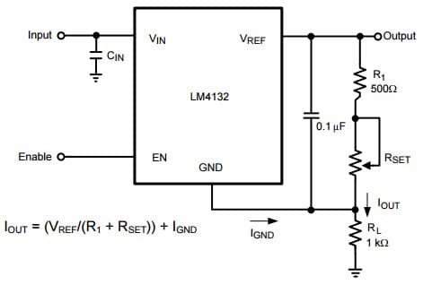 Typical Application for LM4132 Programmable Current Source