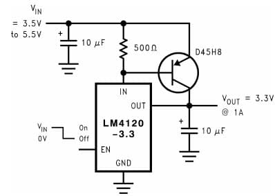 Typical Application for LM4120 Precision High Current Low Dropout Regulator