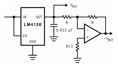 Typical Application for LM4120 Voltage Reference with Complimentary Output