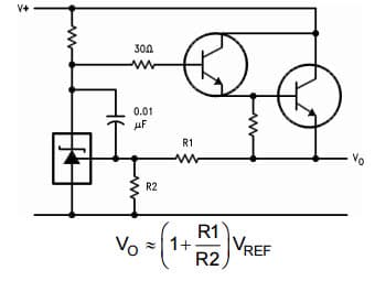 Typical Application for LMV431 Series Regulator, Low-Voltage (1.24V) Adjustable Precision Shunt Regulator