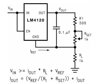 Typical Application for LM4120 Programmable Current Source