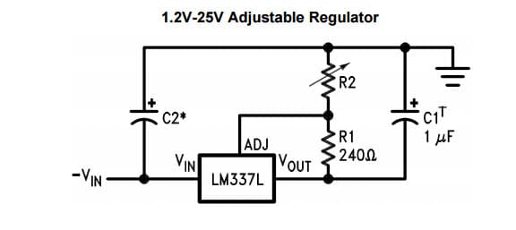 Typical Application for LM337L 3-Terminal Adjustable Regulator