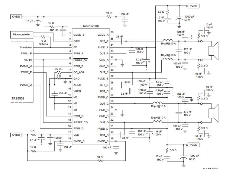 Typical Application for 2 x 210 Watt STEREO DIGITAL AMPLIFIER POWER STAGE