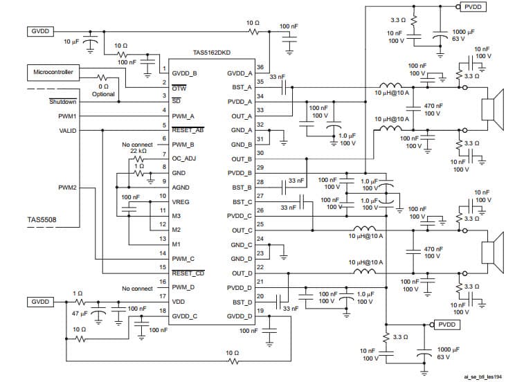 Typical Application for 2 x 210 Watt STEREO DIGITAL AMPLIFIER POWER STAGE