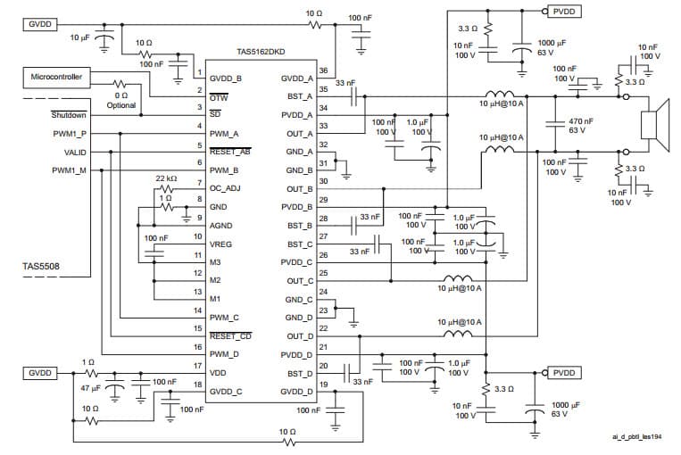 Typical Application for 2 x 210 Watt STEREO DIGITAL AMPLIFIER POWER STAGE