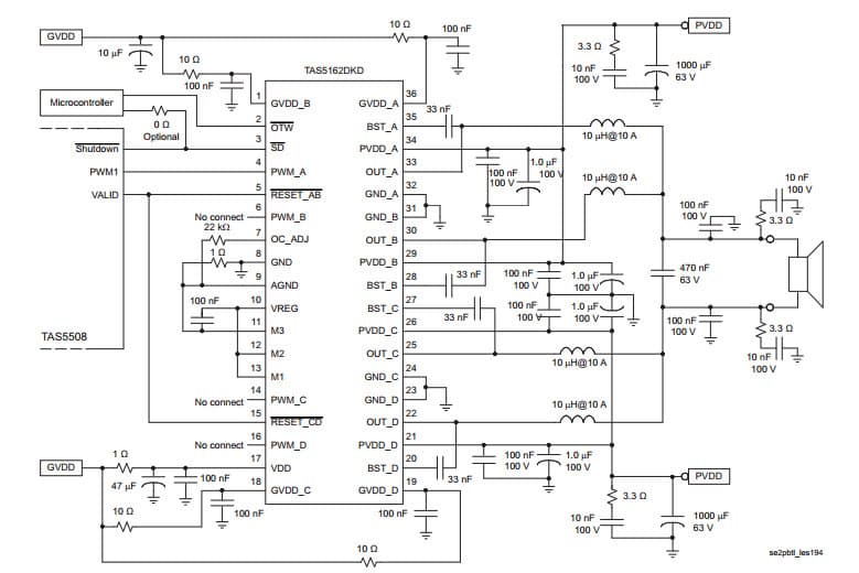 Typical Application for 2 x 210 Watt STEREO DIGITAL AMPLIFIER POWER STAGE