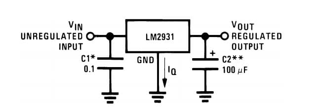 Typical Application for LM2931-N Series Low Dropout Regulators