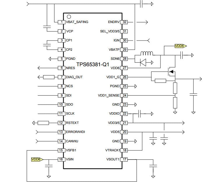 Typical Application for Multi-Rail Power Supply for Microcontrollers in Safety-Critical Applications