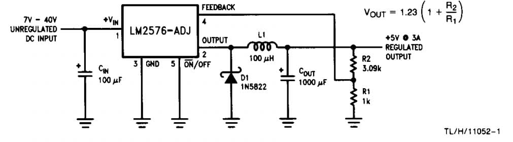 Typical Application for Simple Switcher 3 Amp Step Down Voltage Regulator