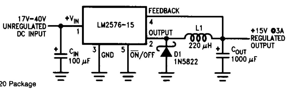 Typical Application for Simple Switcher 3 Amp Step Down Voltage Regulator