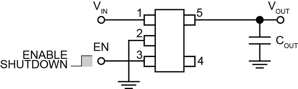 Typical Application for MIC5207 180mA Low-Noise LDO Regulator