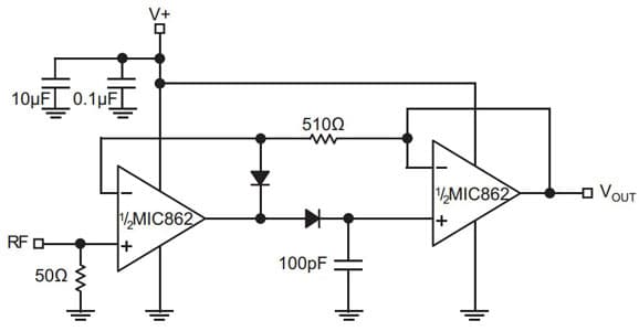 Typical Application for MIC862: Dual Ultra Low Power Op-Amp in SOT23-8