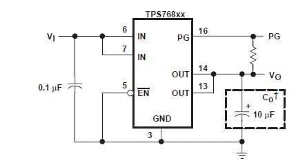 Typical Application for Tps76833 Fast Transient Response 1-A Low-Dropout Voltage Regulators