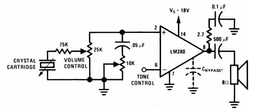 Typical Application for Phono Amplifier, 2.5W Audio Power Amplifier