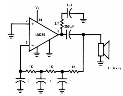 Typical Application for Phase Shift Oscillator, 2.5W Audio Power Amplifier